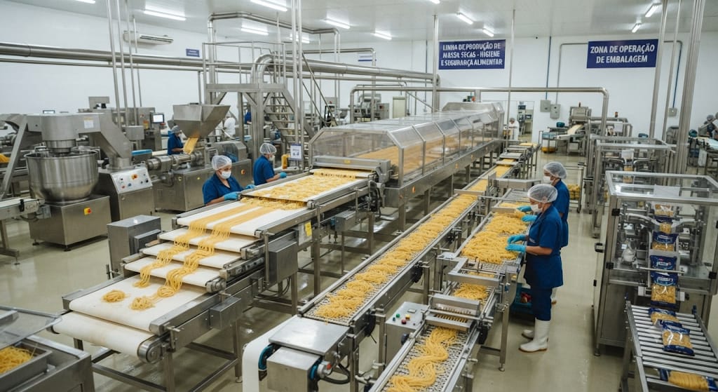 Correias PVC e PU em linha de alimentos